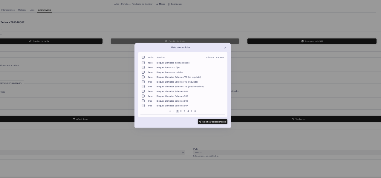 Modificación de Otros Servicios - API Airenetwork