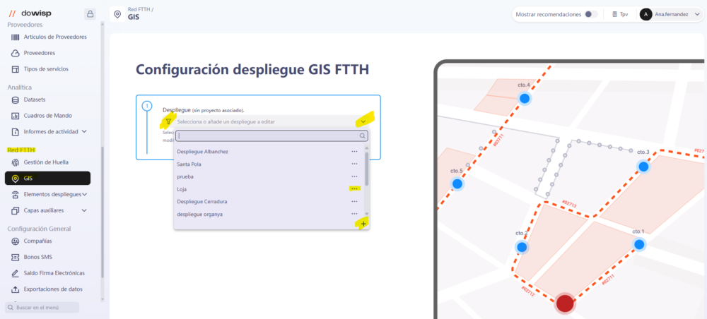 Despliegue en GIS de dowisp