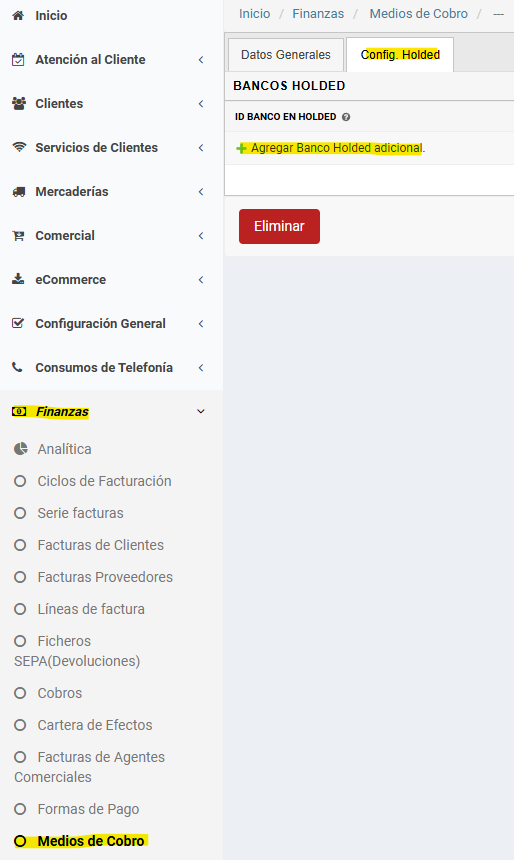Agregar banco