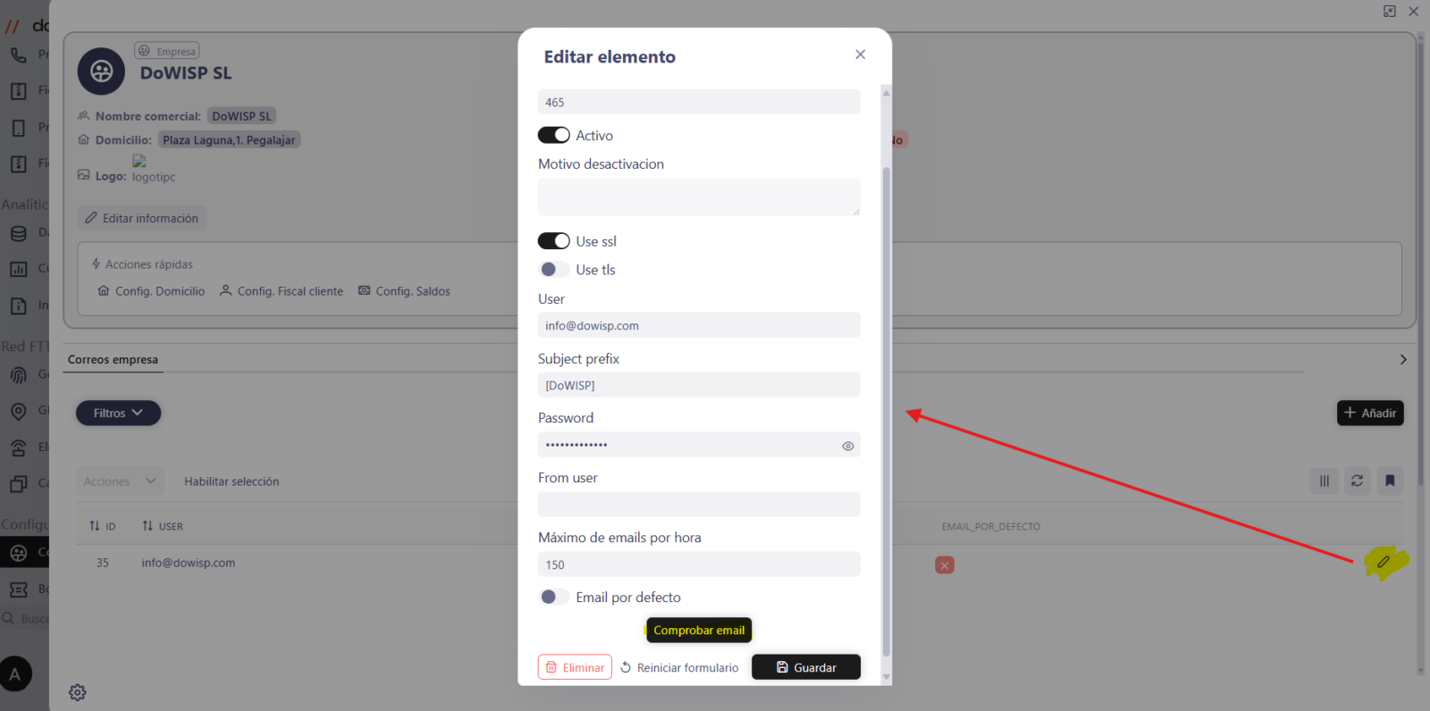 Comprobar email