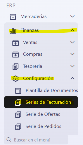 Series de facturación en dowisp