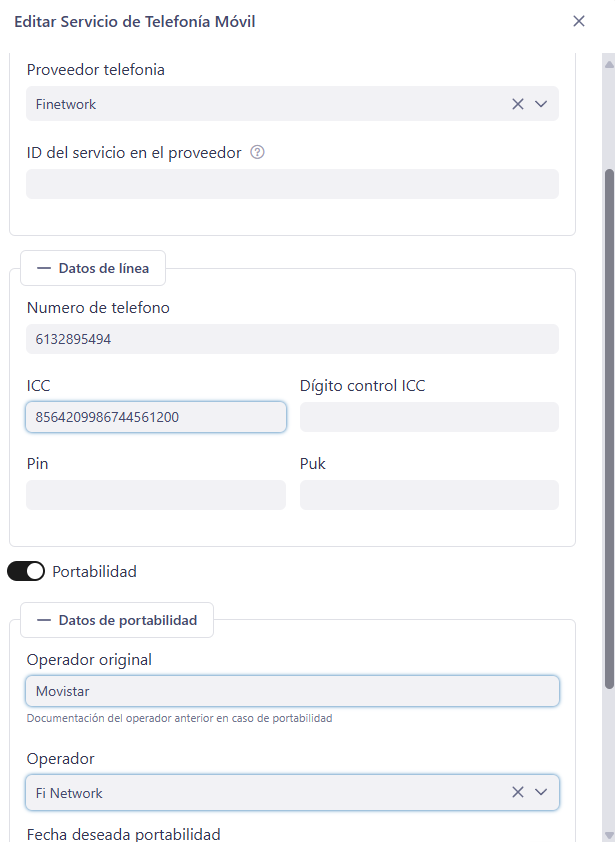 Configuración de servicio en dowisp