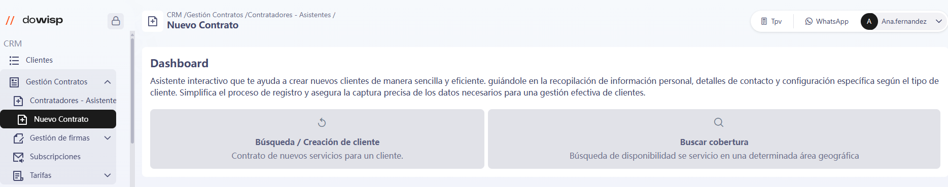 Nuevo contrato asistente en dowisp